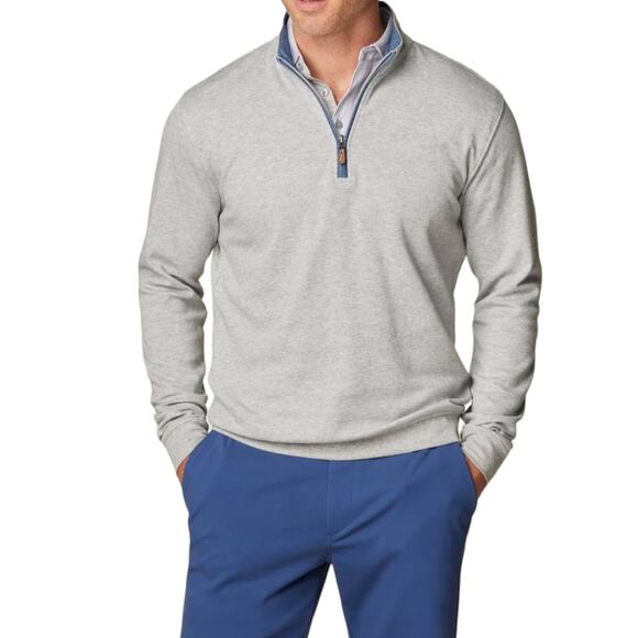 Johnnie-O Light Gray Sully Quarter Zip 1/4 Pullover Sweater - Picture 1 of 12